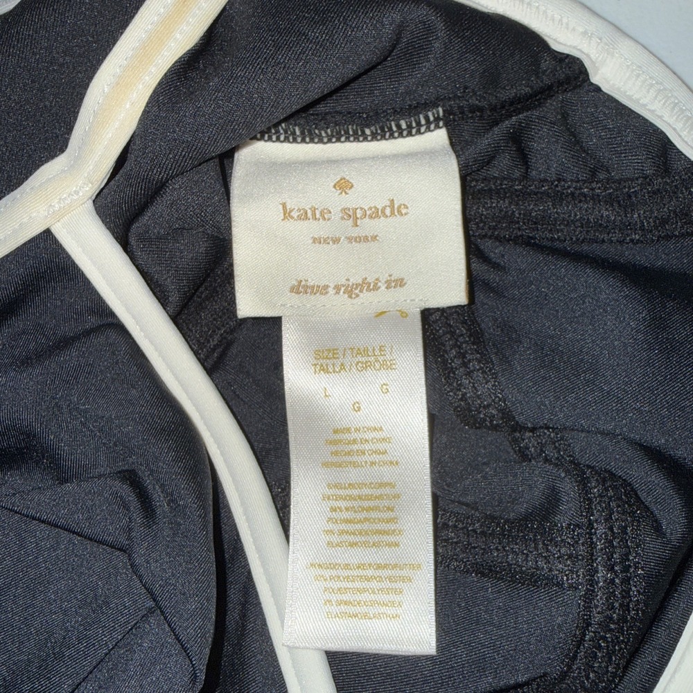 Kate Spade New York Women's Bow Swimsuit, Black And White Sz Large - Picture 4 of 11